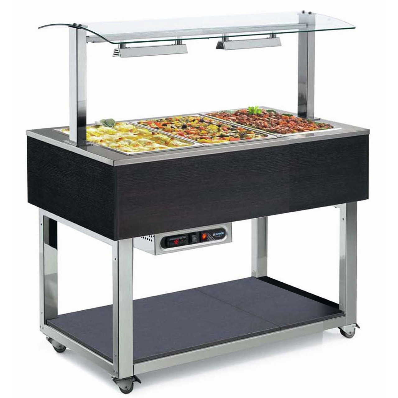 Büfett-Element Bain-Marie Wanne 1169 mm GN 3/1 Vollverkleidung Wenge